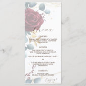 Elegante Boho rode roos lente Zomer Huwelijk Menu (Voorkant)