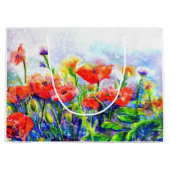 Elegante boho rode waterverf Poppy Fields Groot Cadeauzakje (Voorkant)