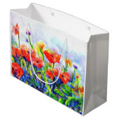 Elegante boho rode waterverf Poppy Fields Groot Cadeauzakje (Achterkant Gekanteld)