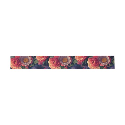Elegante boho rood sinaasappel paarse bloemen uitnodigingen wikkel (Vlak)