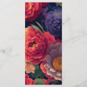 Elegante boho rood sinaasappel paarse bloemenbruil menu (Achterkant)