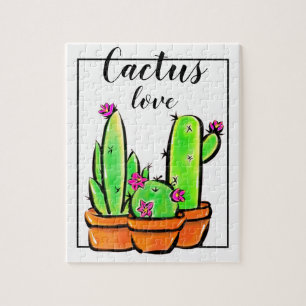 Elegante boho roze bloeiende cactussen vetplanten legpuzzel