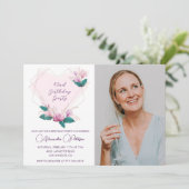 Elegante Boho Roze Bloem Foto 42e verjaardag Kaart (Staand voorkant)