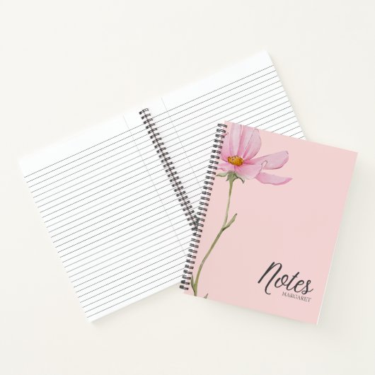 Elegante Boho Roze Bloem Minimal Stijlvol Notitieboek (Binnen)