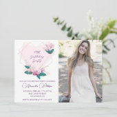 Elegante Boho Roze Bloemen Foto 37e verjaardag Kaart (Staand voorkant)