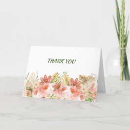 Elegante Boho roze bloemen gevouwen bedankkaart