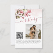 Elegante boho roze bloemenkleurige QR code foto br Save The Date (Achterkant)