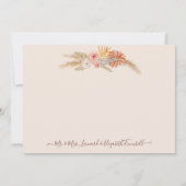 Elegante Boho Roze Bloemige Tropische Palm Pampas Bedankkaart (Achterkant)