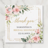 Elegante boho roze en gouden groen Boho Bruiloftsb Bedankjes Labels (Voorkant)