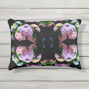 Elegante boho roze paarse blauw bloemen hortensia' buitenkussen