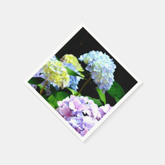 Elegante boho roze paarse blauw bloemen hortensia' servet (Hoek)