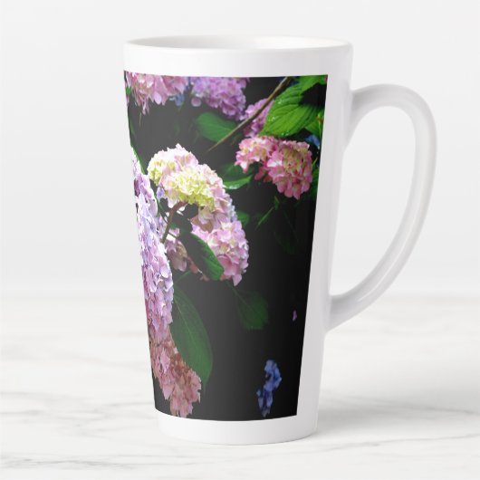 Elegante boho roze paarse blauwe bloem Beste moede Latte Mok (Rechts)