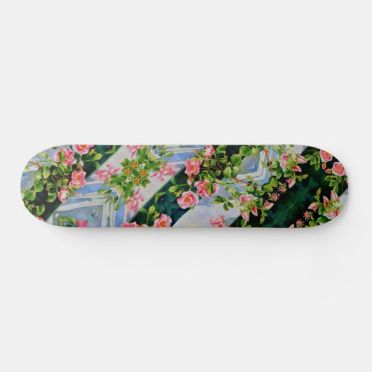 Elegante boho Roze rode waterverf rozen Persoonlijk Skateboard (Horizontaal)