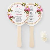 Elegante Boho Roze Roze Bloemige Trouwceremonie Handwaaier (Voorkant en achterkant)