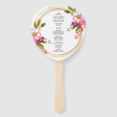 Elegante Boho Roze Roze Bloemige Trouwceremonie Handwaaier (Achterkant)