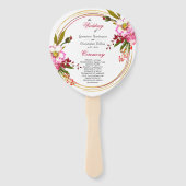 Elegante Boho Roze Roze Bloemige Trouwceremonie Handwaaier (Voorkant)