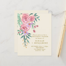 Elegante Boho Roze Roze Waterverf Bloemige Bruilof