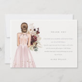 Elegante Boho Roze Trouwjurk Bruidsdouche Bedankkaart (Voorkant)