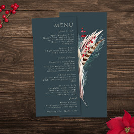 Elegante Boho Rustiek Pampas & Groene Dennen Groen Menu