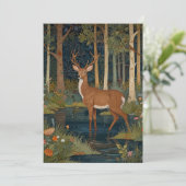 Elegante boho rustieke bos herten kaart (Staand voorkant)