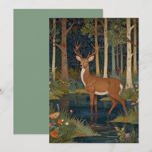 Elegante boho rustieke bos herten kaart (Voorkant / Achterkant)
