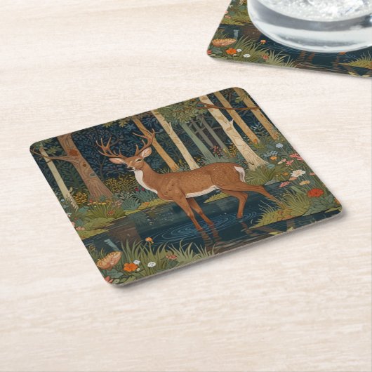 Elegante boho rustieke bos herten kartonnen onderzetters (Schuin)