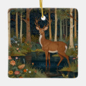 Elegante boho rustieke bos herten keramisch ornament (Voorkant)