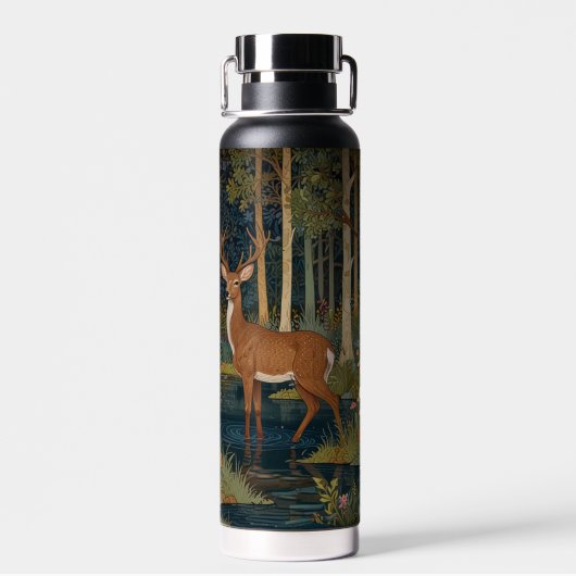 Elegante boho rustieke bos waterverf hert waterfles (Achterkant)