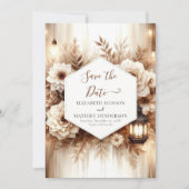 Elegante Boho rustieke bruiloft Save The Date (Voorkant)