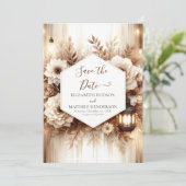 Elegante Boho rustieke bruiloft Save The Date (Staand voorkant)