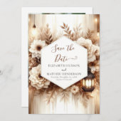 Elegante Boho rustieke bruiloft Save The Date (Voorkant / Achterkant)