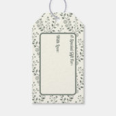 Elegante Boho Sage Crème Bloempatroon Cadeaulabel (Voorkant)