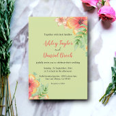 Elegante Boho Sage Groene Bloemen Bloemenbruiloft Kaart