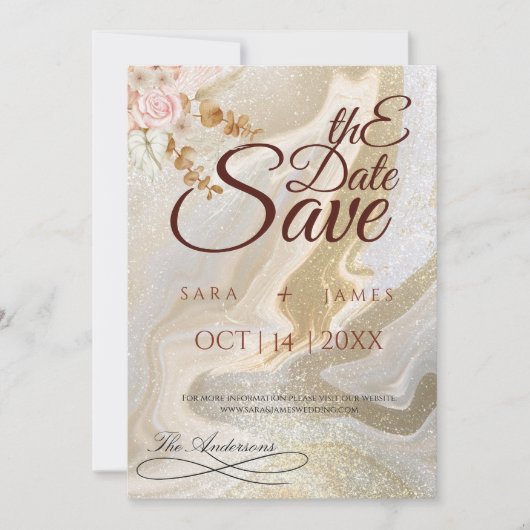 Elegante boho Save the Date Aankondiging Kaart (Voorkant)