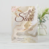 Elegante boho Save the Date Aankondiging Kaart (Staand voorkant)