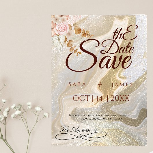 Elegante boho Save the Date Aankondiging Kaart