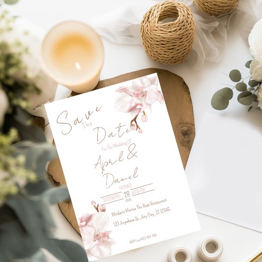 Elegante Boho Save The Date Zachte Roze Orchidee