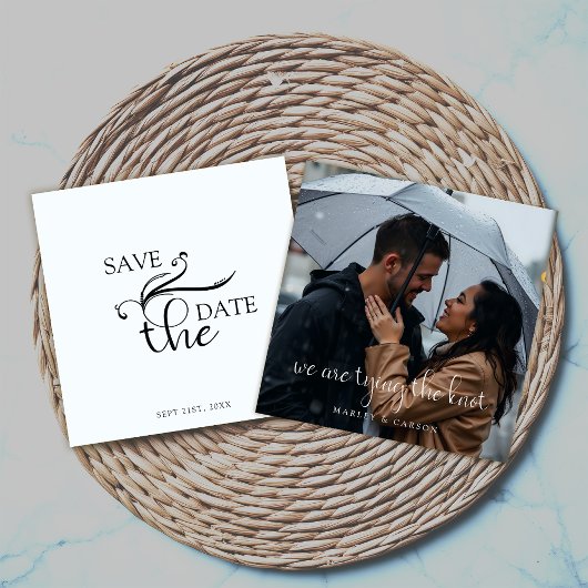 Elegante Boho Script Trouwfoto Sla de datum op Save The Date