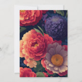 Elegante boho  sinaasappel rood paarse bloemen kaart (Achterkant)