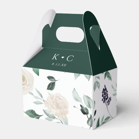 Elegante Boho Smaragdgroene Gebladerte Trouw Bedankdoosjes (Voorkant Zijde)