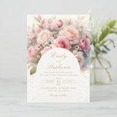 Elegante Boho Spring Blush Bloemen Bruiloft Kaart (Staand voorkant)