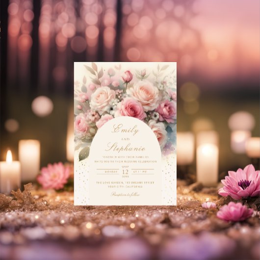 Elegante Boho Spring Blush Bloemen Bruiloft Kaart