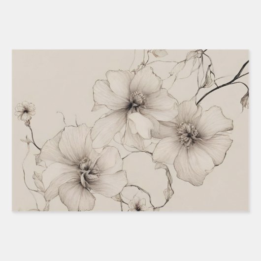 Elegante Boho stijl bloemmotief, bloem Inpakpapier Vel (Voorkant)