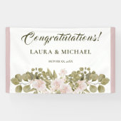 Elegante BOHO stijl roze bruiloft Spandoek (Horizontaal)