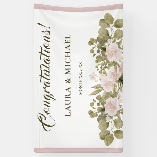 Elegante BOHO stijl roze bruiloft Spandoek (Verticaal)