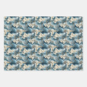 Elegante boho stoffige blauwe en ivoren winterbloe inpakpapier vel (Voorkant 3)