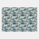 Elegante boho stoffige blauwe en ivoren winterbloe inpakpapier vel (Voorkant 2)