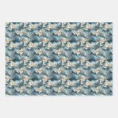 Elegante boho stoffige blauwe en ivoren winterbloe inpakpapier vel (Voorkant)