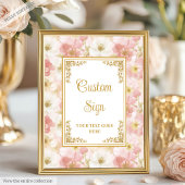Elegante boho stoffige roze bloemen goud custom si poster