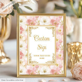 Elegante boho stoffige roze bloemen goud custom si poster